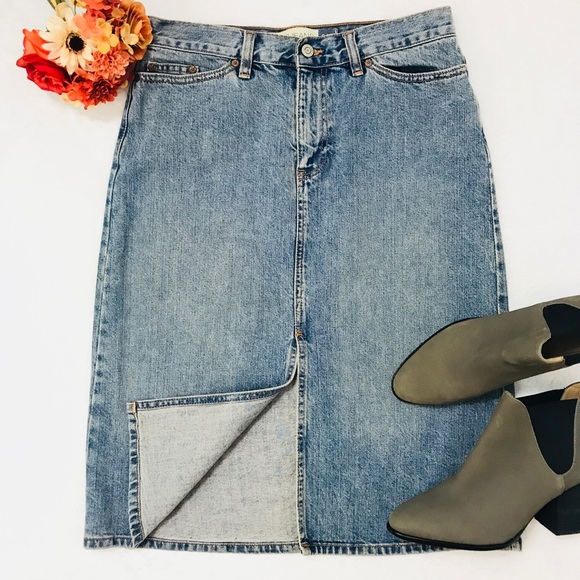 denim split skirt